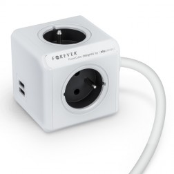 Elektriskais pagarinātājs Forever Power Cube, 4 ligzdu + 2 USB, 1.5m 